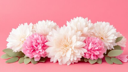 Delicate Paper Flowers Pink White Bouquet Arrangement