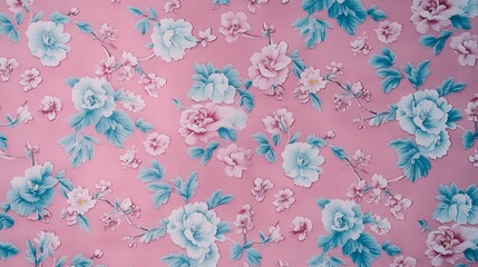 Delicate Pastel Floral Textile Design Pink Background