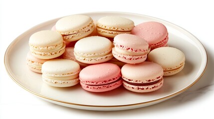Obraz premium Delicate Pastel Macarons on Elegant Plate