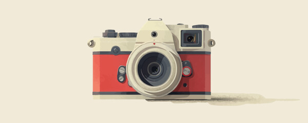 Fototapeta premium Vintage camera vector art with retro design elements.