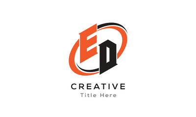 Fototapeta premium ED creative letter logo with circle area. Initial letter ED linked circle uppercase monogram logo. ED initial letter logo vector design.