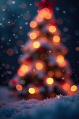 Sparkling snowflakes blur with festive lights, festive lights, bokeh blur, holiday glow