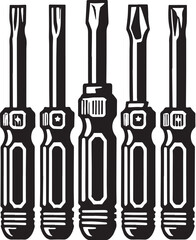 Black Multi-bit Screwdriver Silhouette Vector, High Quality Illustration on White Background
