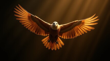 Obraz premium Golden Eagle Wings with Intricate Detail and Faint Glow