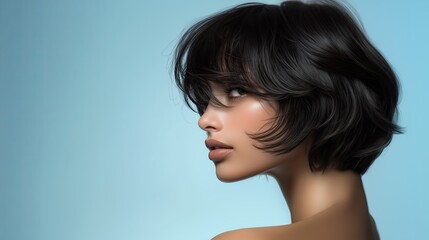 Angled Short Shag Haircut for azian woman