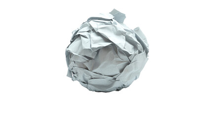 Close-up of a crumpled paper ball with a transparent PNG background
