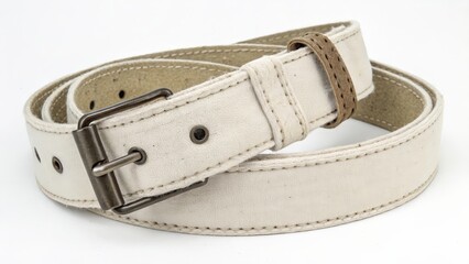 Off-white Leather Belt with Metal Buckle