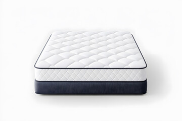 Comfortable white mattress with tufted design, isolated on white background
