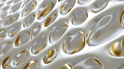 Abstract design featuring a textured surface with white and gold elements.