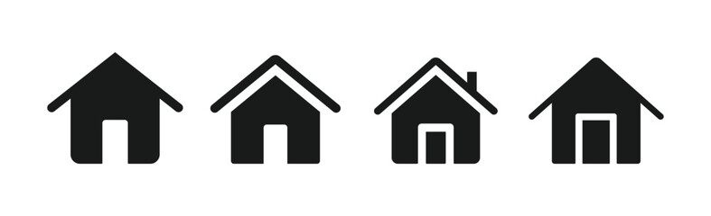 Home icons set. House icon collection. Real estate. Flat-style house symbols for apps and websites on a white background - stock vector. 