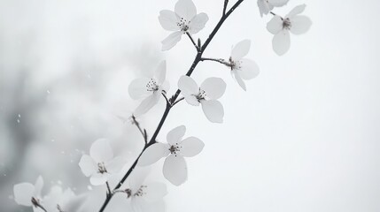 Delicate White Blossoms in Winter's Embrace