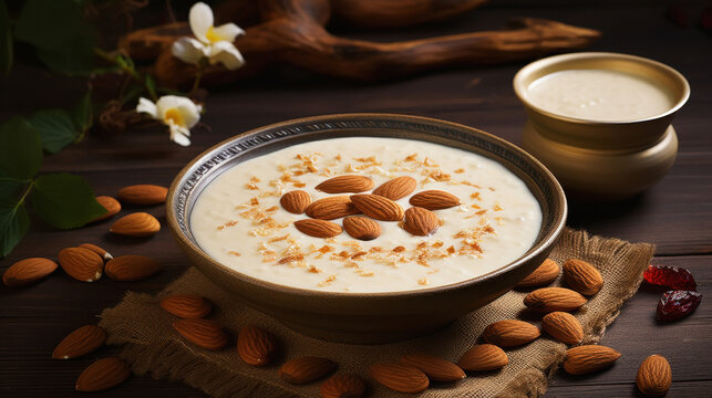 kheer in bow with almond