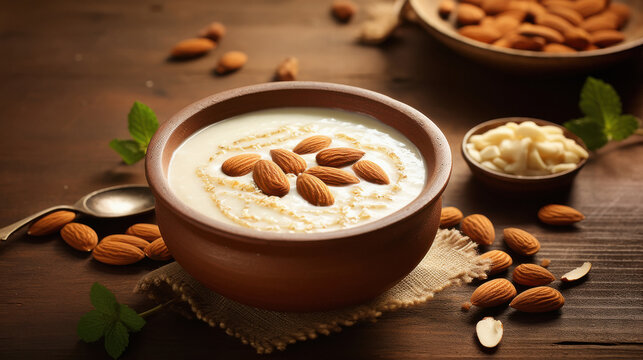 kheer in bow with almond