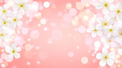 Delicate White Blossoms Spring Pink Bokeh Background