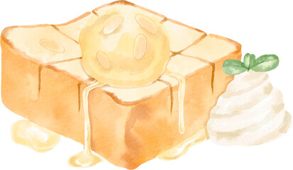 watercolor honey toast