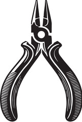 Black Needle-nose Pliers Silhouette Vector, High Quality Illustration on White Background