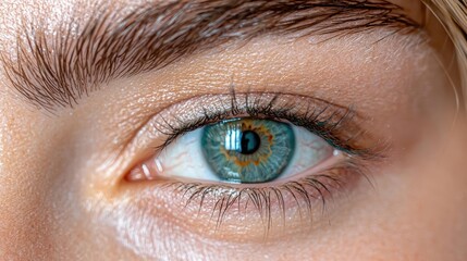 Fototapeta premium Close-up of a woman's green eye, beauty, skincare, iris detail