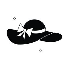 Wide Brimmed Beach Hat Vector Icon Design