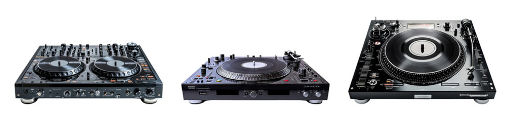 Professional DJ equipment displayed on a transparent background for marketing