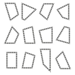 Geometric frame illustration. Abstract square layout. Black white minimalism. Symmetrical linear structure.