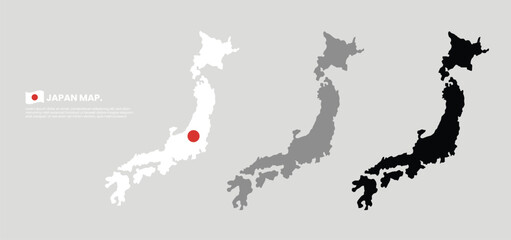 Set of Vector illustration set of various Japan maps