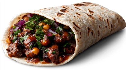 Delicious Beef Burrito with Corn and Onions