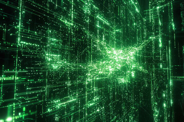 Abstract green data network with futuristic digital connections
