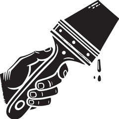 Black Putty Knife Silhouette Vector, High Quality Illustration on White Background