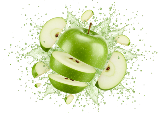 green apple with juice splash isolated on transparent background
- Powered by Adobe