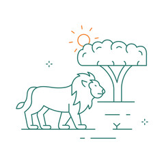 Lion Roaring in Savanna Vector Icon Design