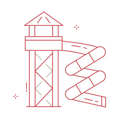 Outdoor Water Slide Fun Vector Icon Design