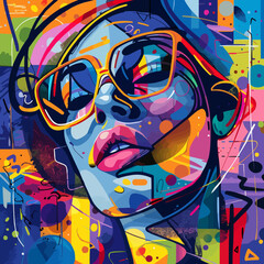 Fototapeta premium Vibrant vector art of a modern abstract portrait with bold colors.