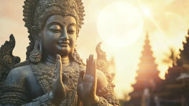 a beautiful and amazing statue of a hindu god. seamless looping time-lapse virtual 4k video Animation Background.	