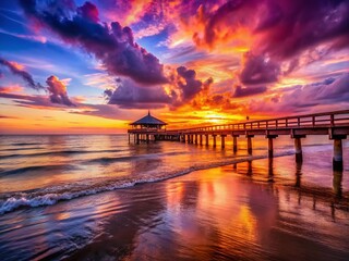 Fort Myers Beach Sunset Pier: Vibrant Colors & Calm Waters
