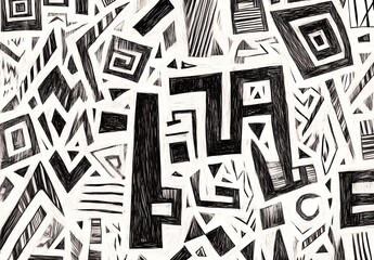 Abstract Black And White Geometric Pattern Graphic Design