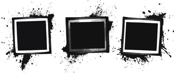 Vector grunge photo frames on white background.