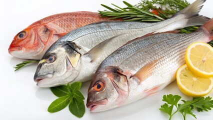 Fresh Fish, Isolated on White Background - High-Resolution Stock Photo