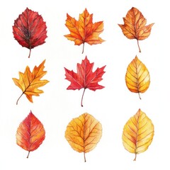 Obraz premium Autumn leaves collection; fall foliage design