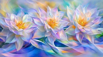 Fototapeta premium Dreamlike Pastel Flowers, Vibrant Hues, Abstract Art