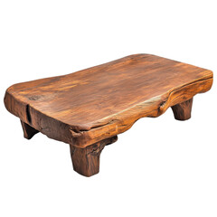 Rustic wooden coffee table with natural texture and eco friendly
