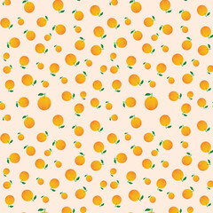 Seamless pattern with orange fruits on a beige background.