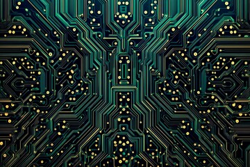 Abstract close-up of a glowing blue digital circuit board, showcasing intricate connections and technological design on a black background.
