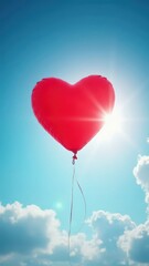 heart shaped balloons in the sky.