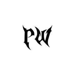 PW monogram logo design letter text name symbol monochrome logotype alphabet character simple logo