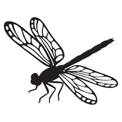 Dragonfly vector silhouette illustration black design white background
