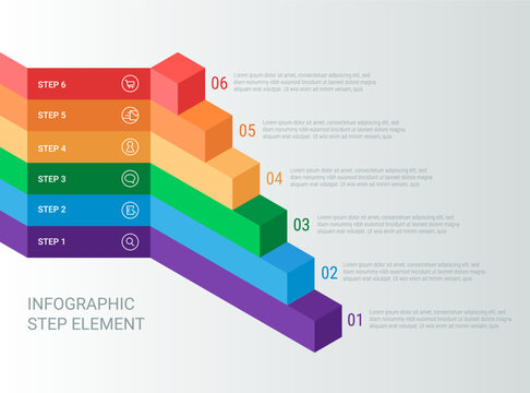 Infographic element in the form of stages or step up