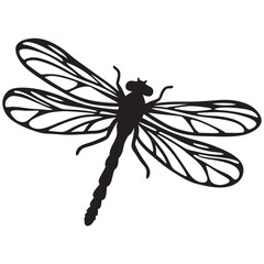 Dragonfly vector silhouette illustration black design white background
