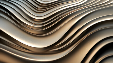 Abstract wavy patterns in metallic tones create a sense of movement and fluidity.