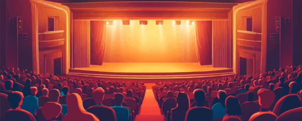 Vector theater audience and stage lighting ambience.