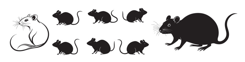 Obraz premium Rat silhouette, Rat icon set. 